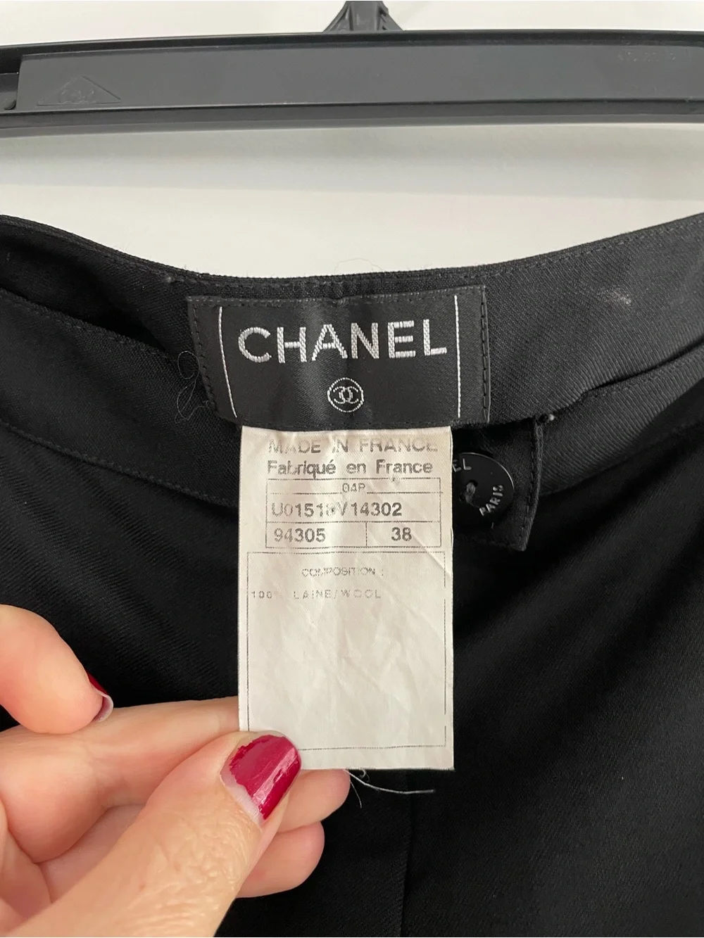 Vintage Chanel Straight Leg Trousers 38 Black Wool Quiet Luxury Pants